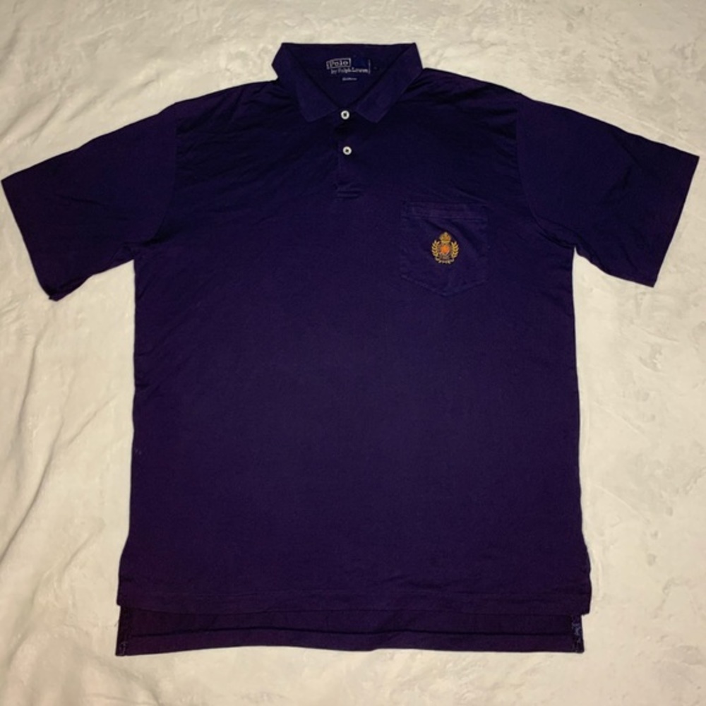 Rare OG Polo Ralph Lauren Fine Cotton Polo Crest Shirt Navy Stadium Pwing 93 92